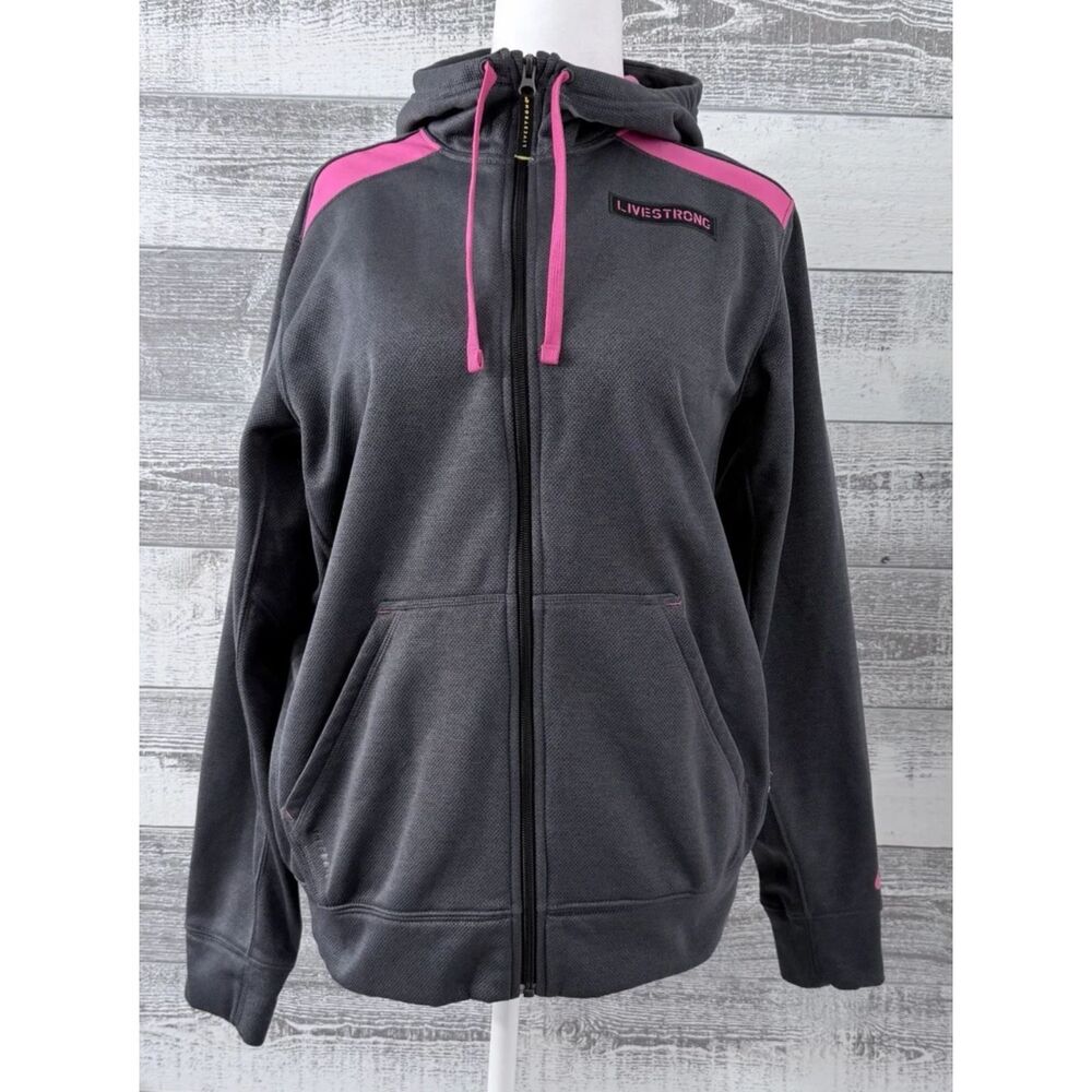 Nike Livestrong Hoodie Full Zip Jacket Womens Small Therma-Fit Gray Pink